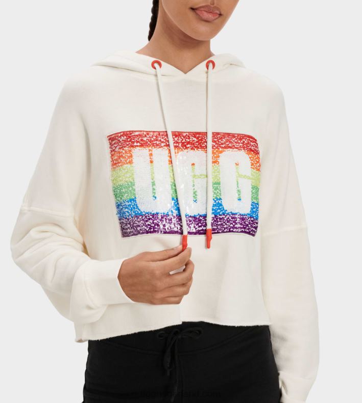 alle geslacht regenboog pailletten UGG Pride Keira cropped hoodie 686ZP125