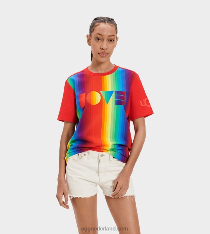 alle geslacht regenboog strepen UGG T-shirt met trots-logo 686ZP1192