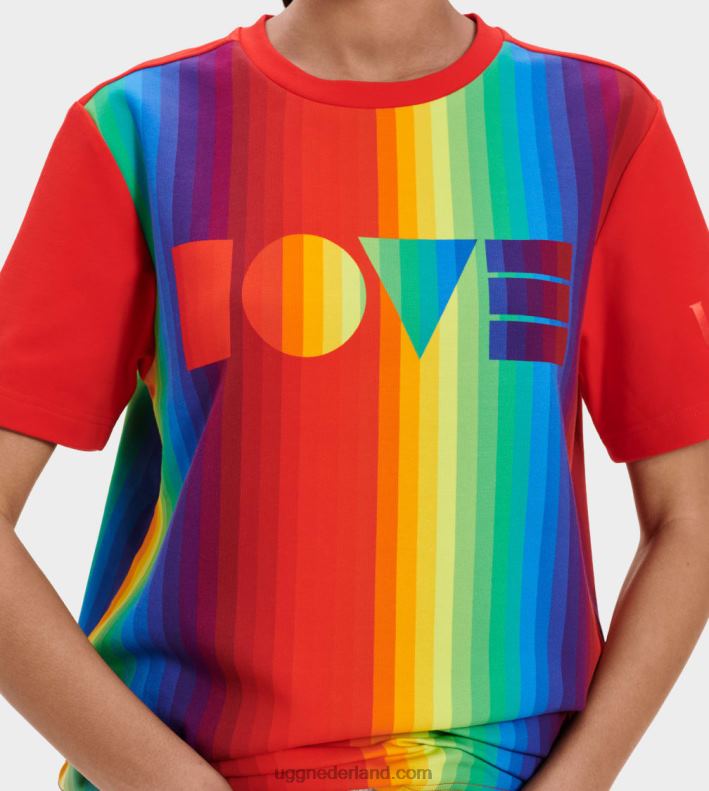 alle geslacht regenboog strepen UGG T-shirt met trots-logo 686ZP1192