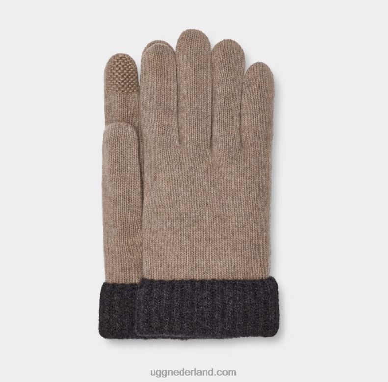 Heren crème/heide houtskool UGG evander gebreide handschoen 686ZP297