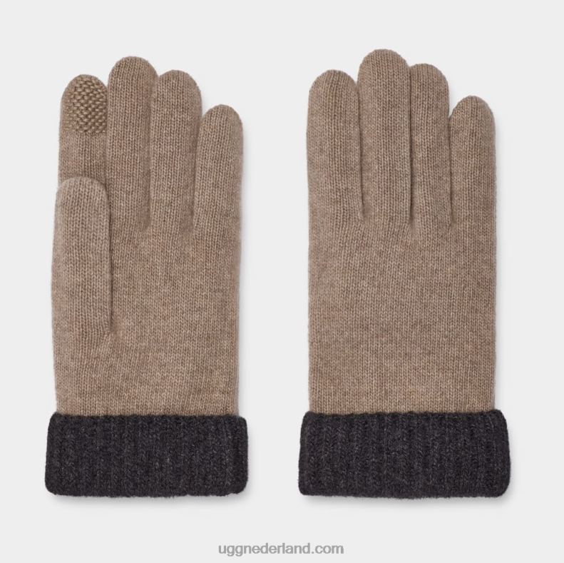 Heren crème/heide houtskool UGG evander gebreide handschoen 686ZP297