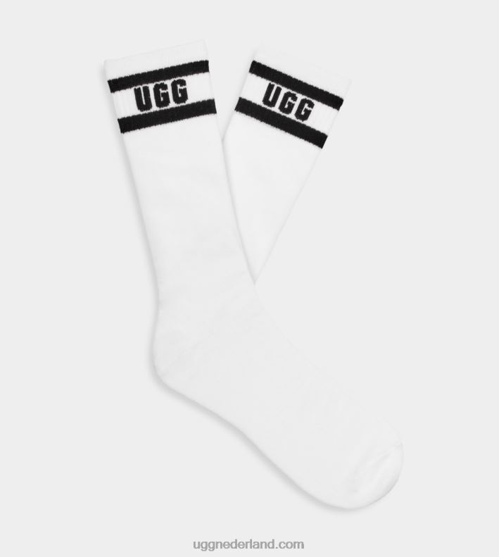 Heren wit Zwart UGG lathan logo crew sok 686ZP1447