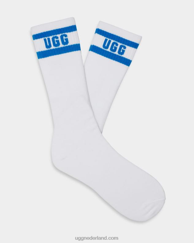 Heren wit/med blauw UGG lathan logo crew sok 686ZP1448