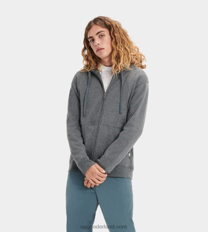 Heren houtskool heide UGG Gordon hoodie met rits 686ZP2344
