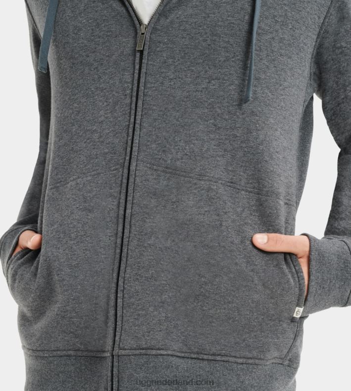 Heren houtskool heide UGG Gordon hoodie met rits 686ZP2344