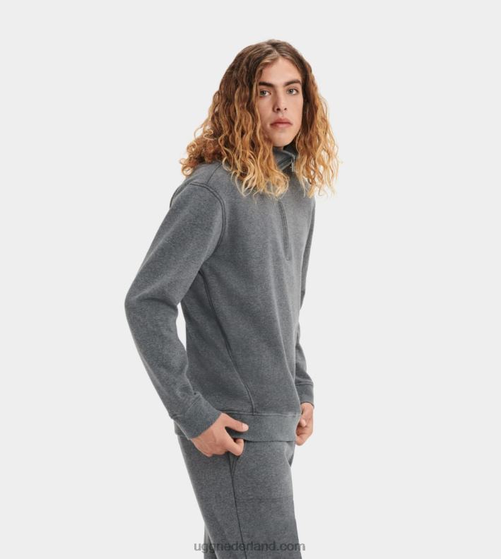 Heren houtskool heide UGG zeke pullover met halve rits 686ZP1847