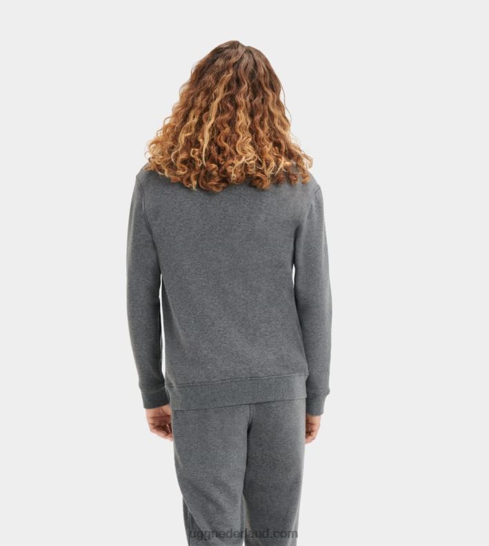 Heren houtskool heide UGG zeke pullover met halve rits 686ZP1847