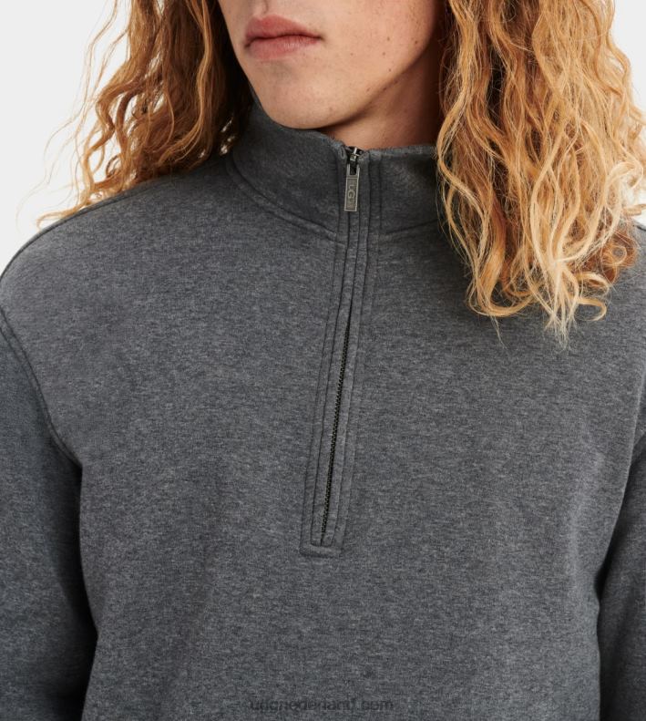Heren houtskool heide UGG zeke pullover met halve rits 686ZP1847