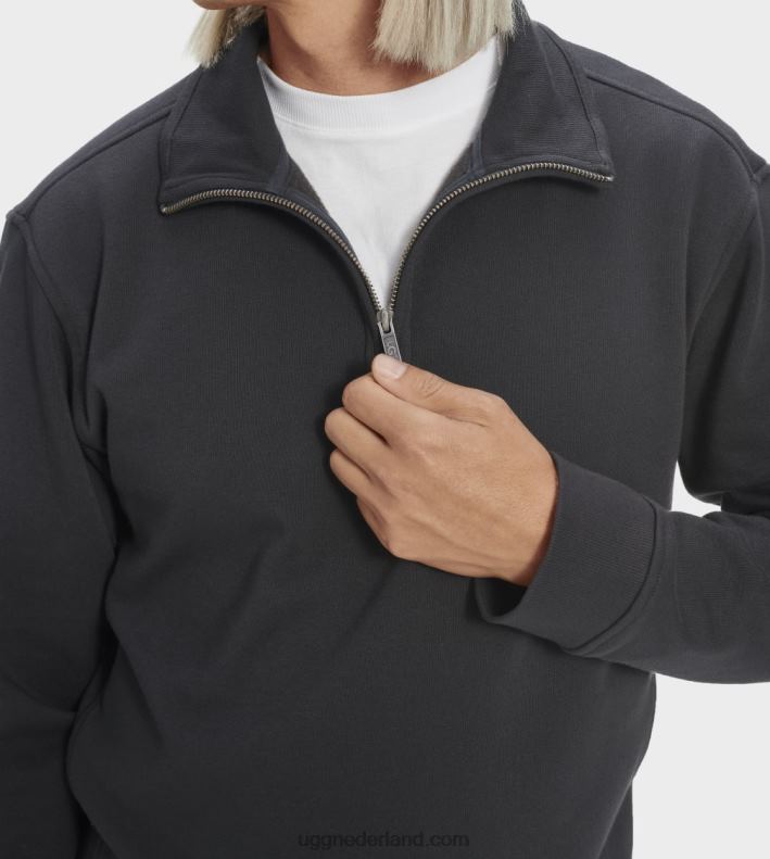Heren zwart UGG zeke pullover met halve rits 686ZP1848