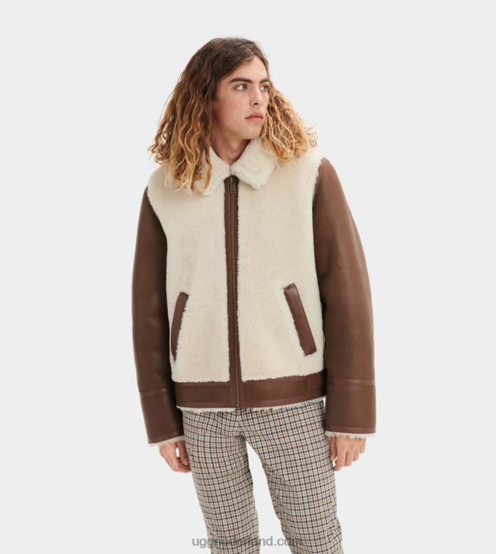 Heren donkere kastanje UGG kaz schapenvacht jas 686ZP274