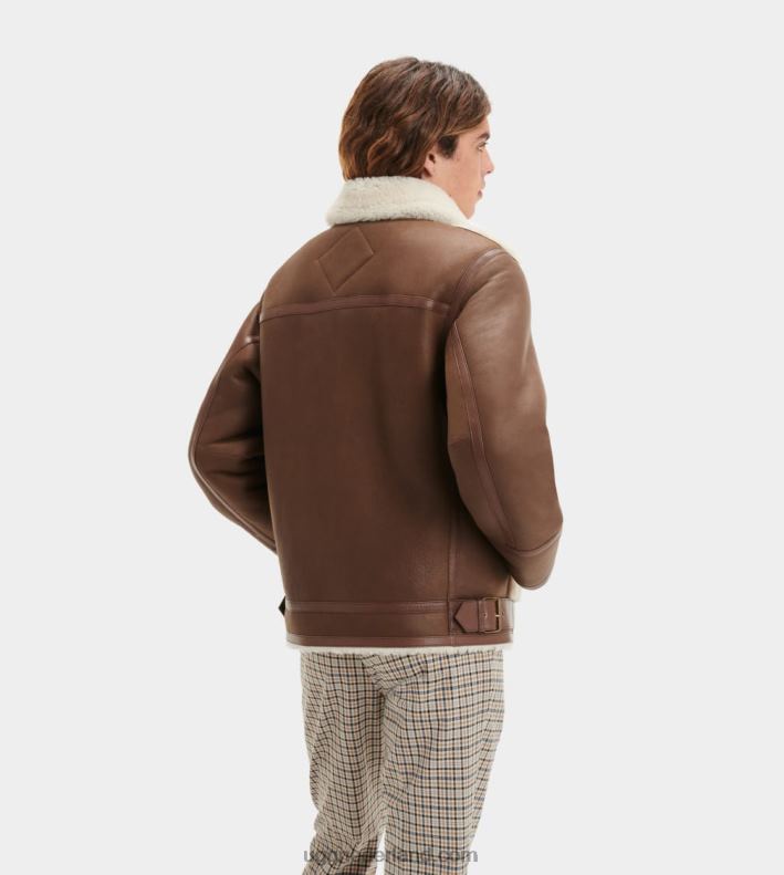 Heren donkere kastanje UGG kaz schapenvacht jas 686ZP274