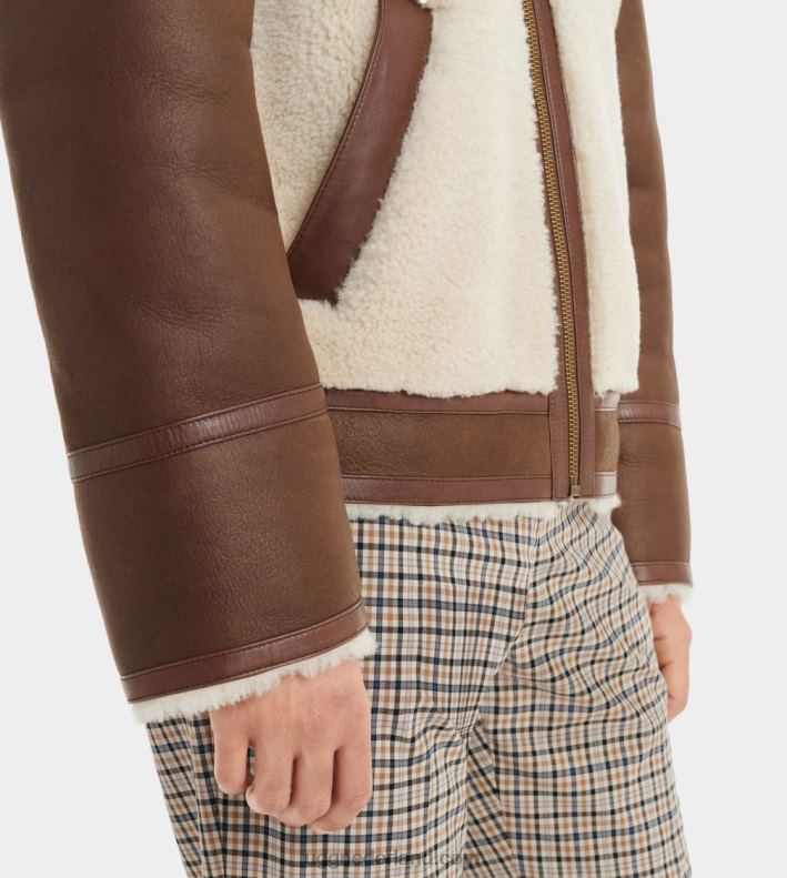 Heren donkere kastanje UGG kaz schapenvacht jas 686ZP274