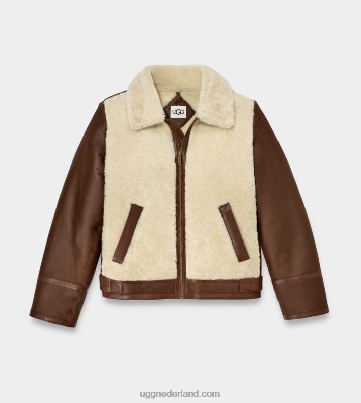 Heren donkere kastanje UGG kaz schapenvacht jas 686ZP274