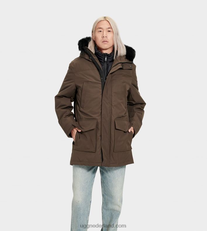 Heren donkere olijf UGG dikke parka 686ZP1907
