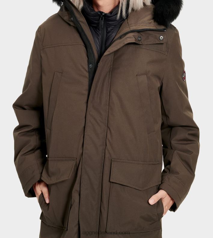 Heren donkere olijf UGG dikke parka 686ZP1907