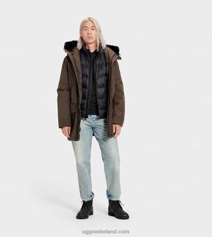 Heren donkere olijf UGG dikke parka 686ZP1907