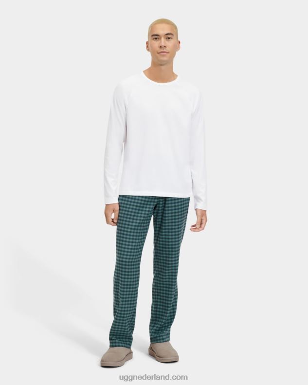 Heren wit/aloë vera ruit UGG steiner pyjama set met geschenkverpakking 686ZP2206