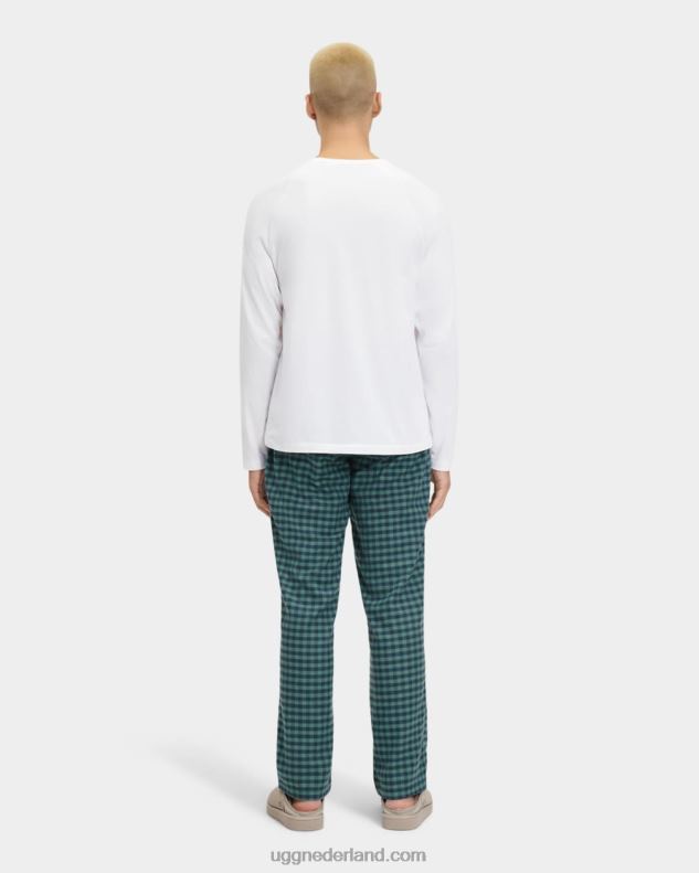 Heren wit/aloë vera ruit UGG steiner pyjama set met geschenkverpakking 686ZP2206