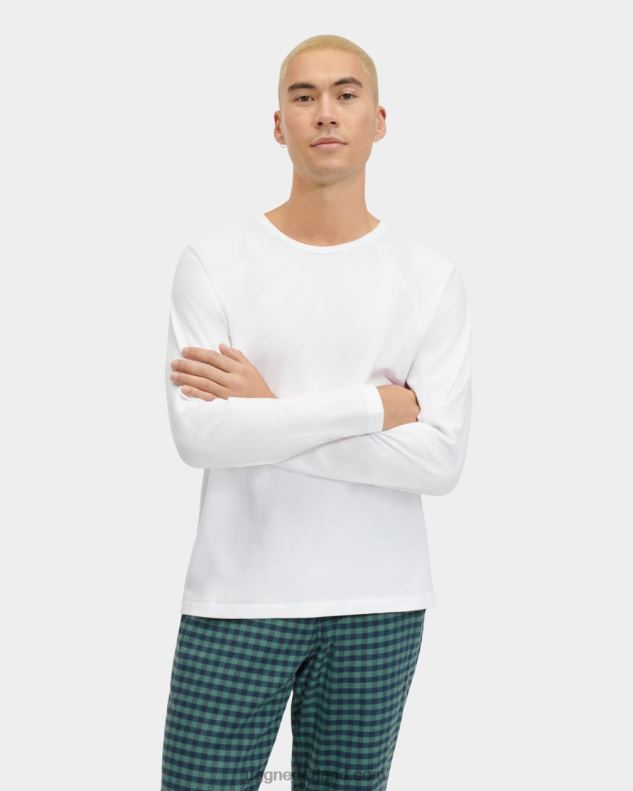 Heren wit/aloë vera ruit UGG steiner pyjama set met geschenkverpakking 686ZP2206