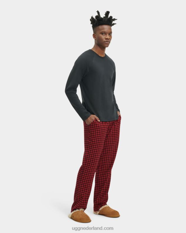Heren zwart/rood geruit UGG steiner pyjama set met geschenkverpakking 686ZP2205