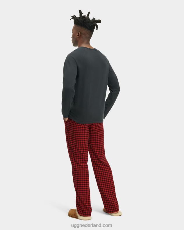 Heren zwart/rood geruit UGG steiner pyjama set met geschenkverpakking 686ZP2205