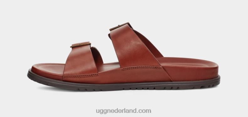 Heren cognac leer UGG Wainscott gesp glijbaan 686ZP1403