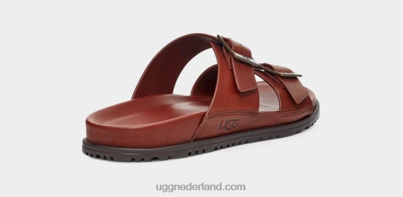 Heren cognac leer UGG Wainscott gesp glijbaan 686ZP1403