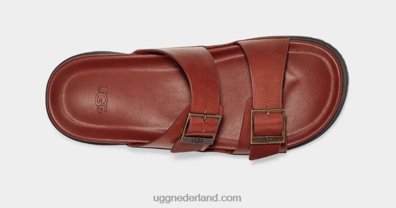 Heren cognac leer UGG Wainscott gesp glijbaan 686ZP1403