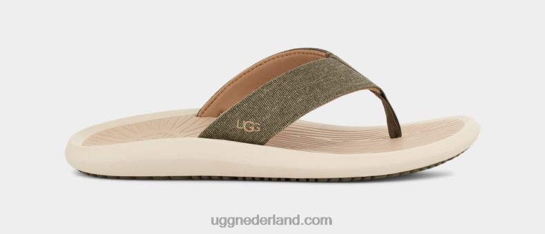 Heren gebrand olijf/taupe UGG brookside ii flip-canvas 686ZP1514