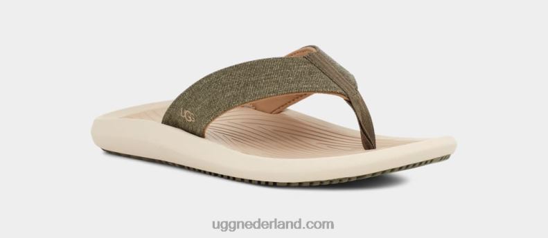 Heren gebrand olijf/taupe UGG brookside ii flip-canvas 686ZP1514