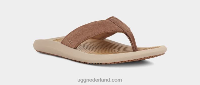 Heren kastanje UGG brookside ii flip suède 686ZP1568