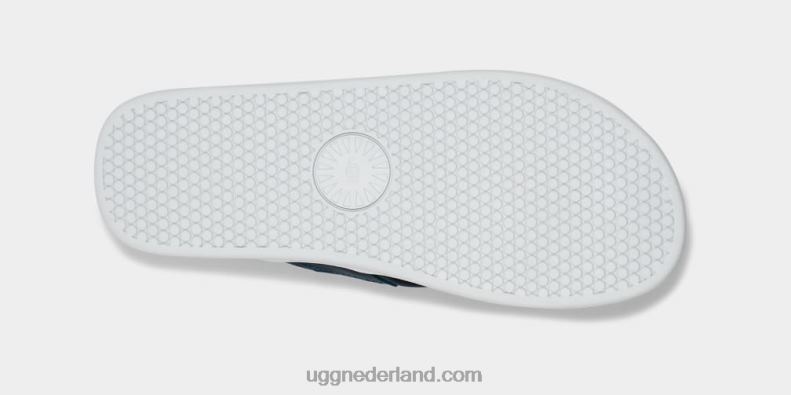 Heren marine blauw UGG lederen teenslipper aan zee 686ZP236