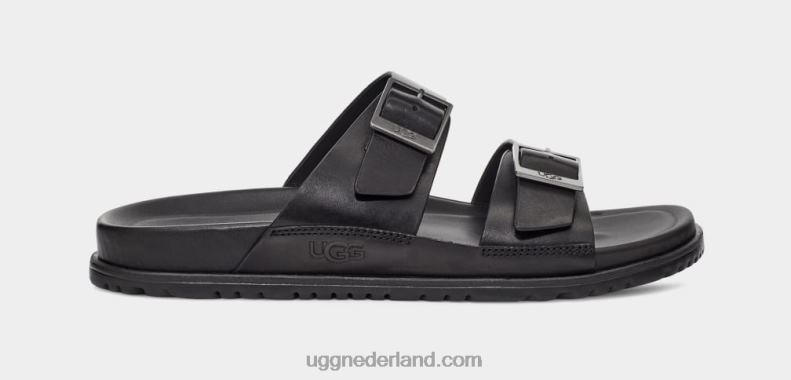 Heren zwart leer UGG Wainscott gesp glijbaan 686ZP1404
