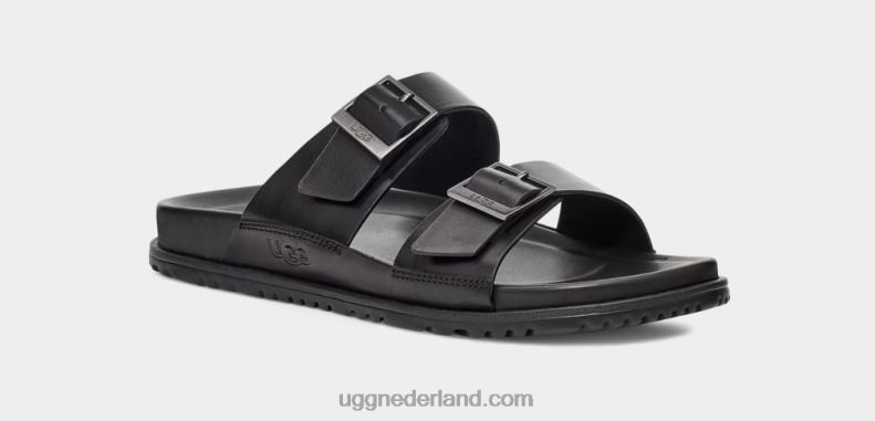 Heren zwart leer UGG Wainscott gesp glijbaan 686ZP1404