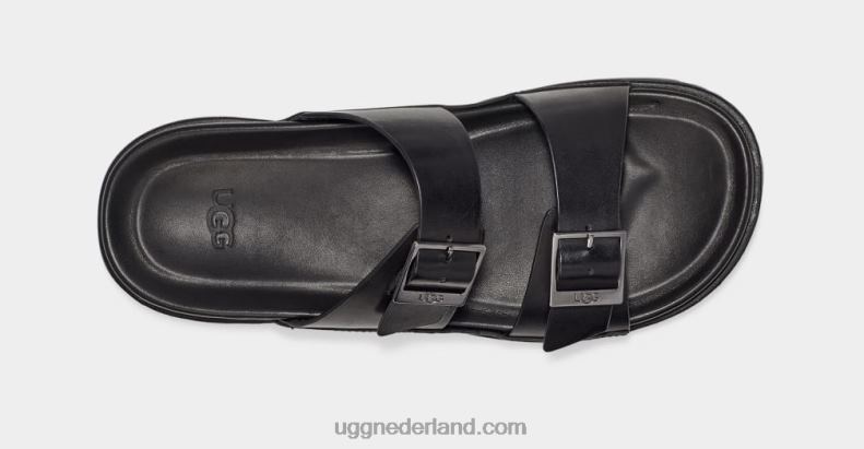 Heren zwart leer UGG Wainscott gesp glijbaan 686ZP1404