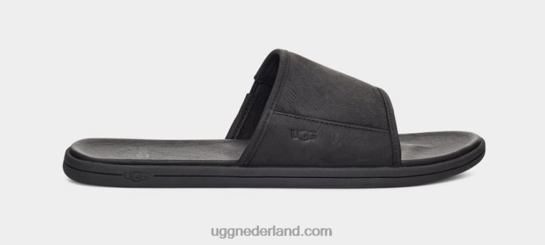 Heren zwart leer UGG glijbaan aan zee 686ZP1545