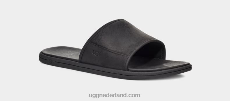 Heren zwart leer UGG glijbaan aan zee 686ZP1545