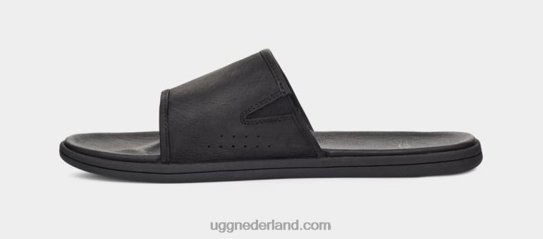 Heren zwart leer UGG glijbaan aan zee 686ZP1545