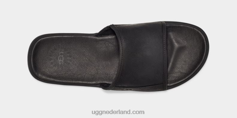 Heren zwart leer UGG glijbaan aan zee 686ZP1545