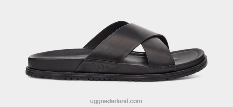 Heren zwart leer UGG wainscott glijbaan 686ZP2302