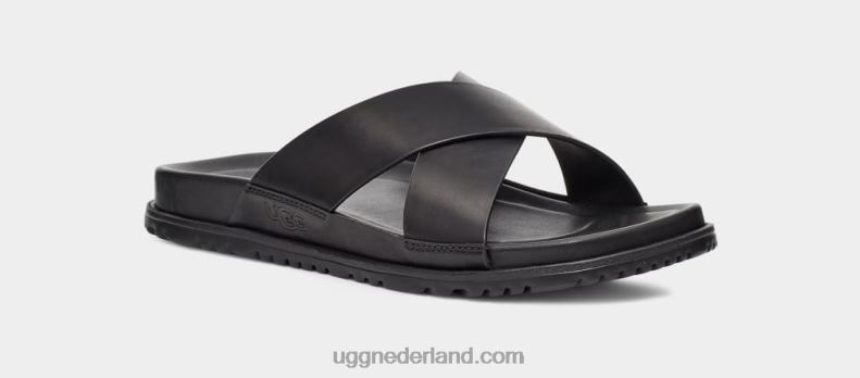 Heren zwart leer UGG wainscott glijbaan 686ZP2302