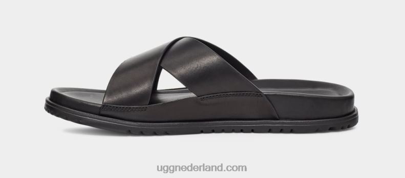 Heren zwart leer UGG wainscott glijbaan 686ZP2302