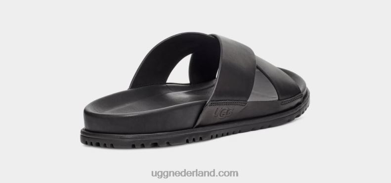 Heren zwart leer UGG wainscott glijbaan 686ZP2302