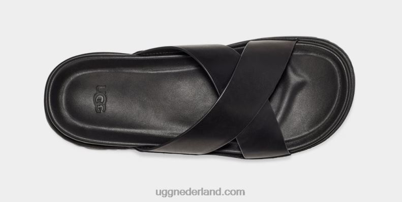 Heren zwart leer UGG wainscott glijbaan 686ZP2302