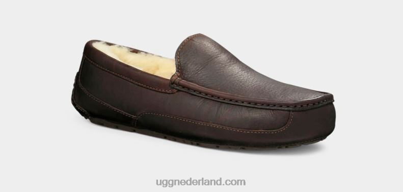Heren Chinese thee UGG ascot leren pantoffel 686ZP212