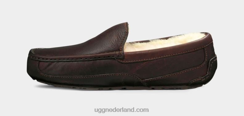 Heren Chinese thee UGG ascot leren pantoffel 686ZP212