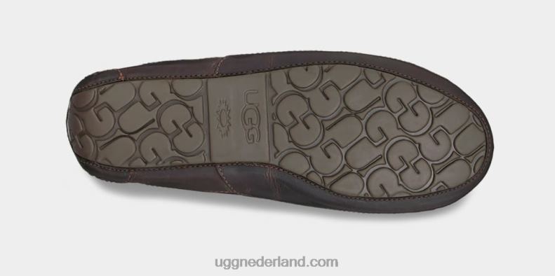 Heren Chinese thee UGG ascot leren pantoffel 686ZP212