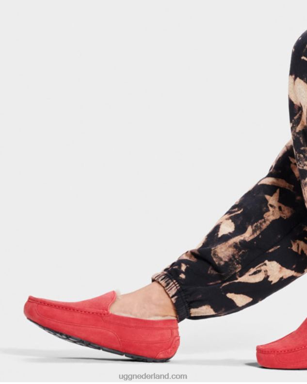Heren samba rood UGG ascot pantoffel 686ZP1653