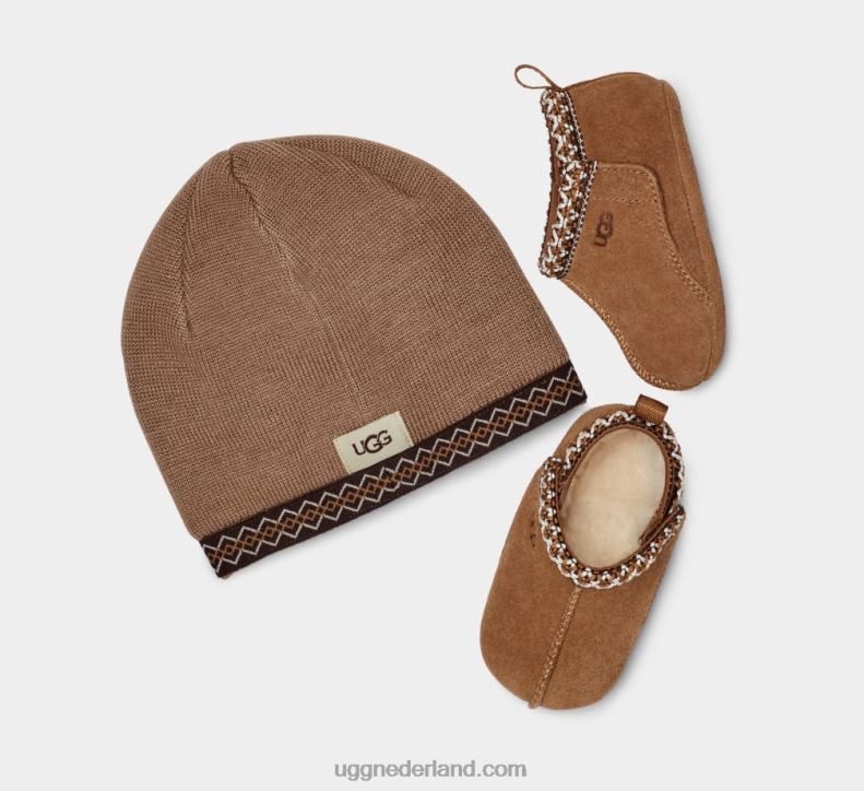 Baby kastanje UGG tasman en muts 686ZP2035