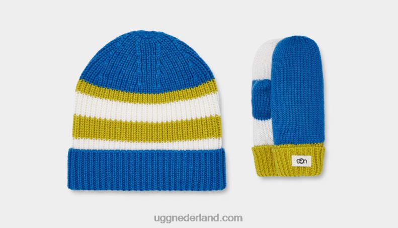 kinderen duik multi UGG set met muts en handschoenen met kleurvlakken 686ZP1763